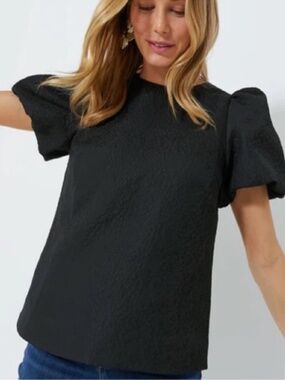 Pomander Place by Tuckernuck Black Jacquard Lyla Blouse Puff Sleeve Top Womens S